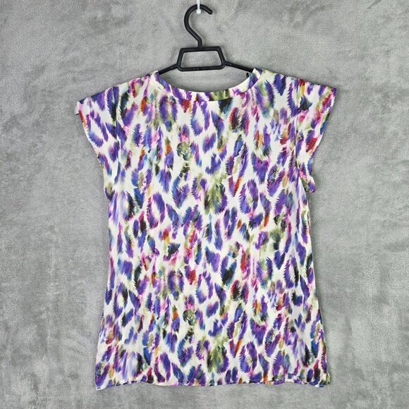 Womens Cabi Multicolor Feather Print Sleeveless Top V-Neck 100% Polyester S - Picture 4 of 8